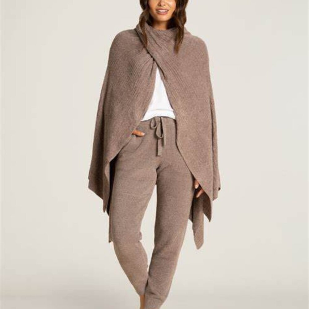 Barefoot Dreams CozyChic Lite Wide Rib Driftwood Travel Wrap One Size NWT